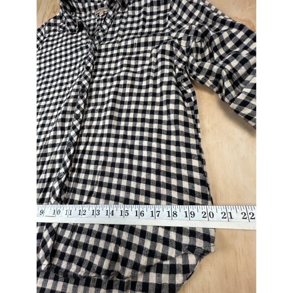 Hester & Orchard Black White Gingham Button Down Shirt Large Plaid Flannel - Picture 9 of 12
